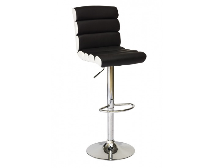 Barová stolička C-617 - čierna / biela / chróm