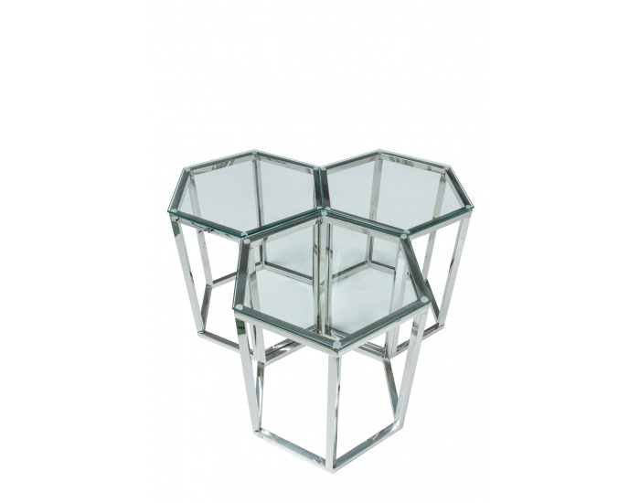 Konferenčný stolík Conti - priehľadná / strieborná