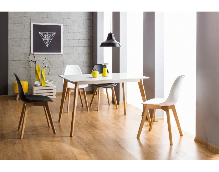 Jedálenský stôl Declan I - biela / buk