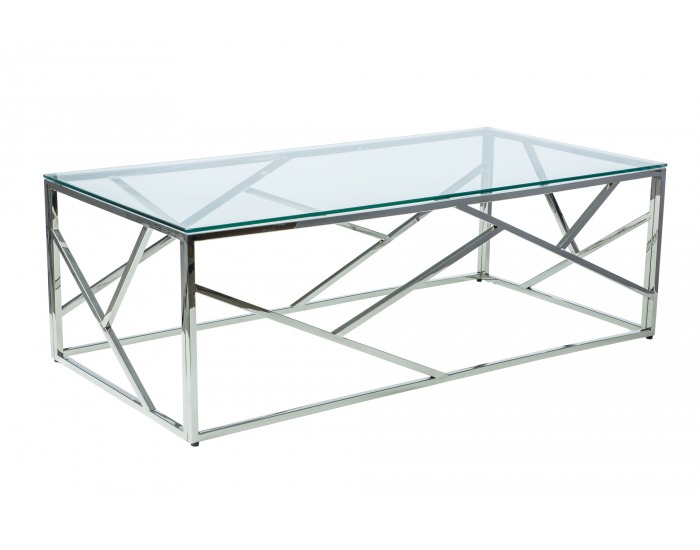 Sklenený konferenčný stolík Escada A - priehľadná / chróm