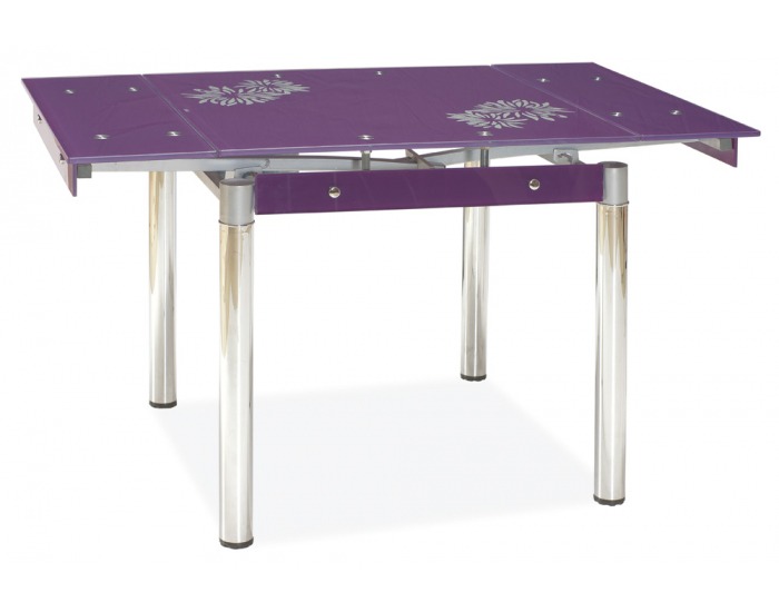 Jedálenský stôl GD-082 - chróm / tvrdené sklo / fialová