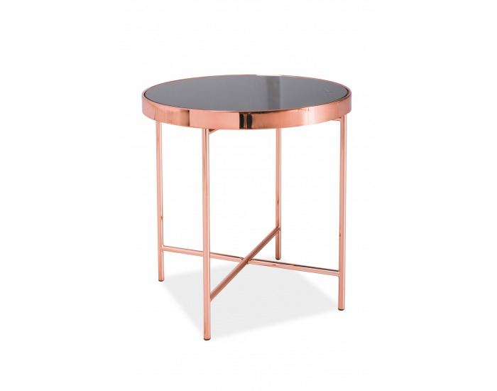 Okrúhly príručný stolík Gina C - čierna / medená