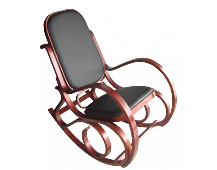 Hojdacie kreslo Gordon Classic L - čerešňa antická / čierna ekokoža