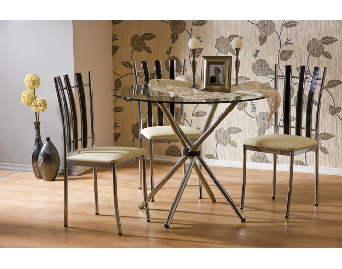 Sklenený jedálenský stôl Hydra - chróm / tvrdené sklo