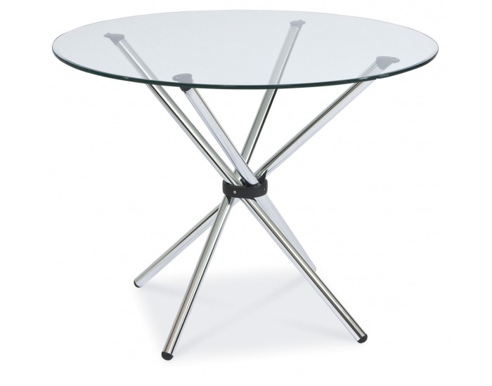 Sklenený jedálenský stôl Hydra - chróm / tvrdené sklo