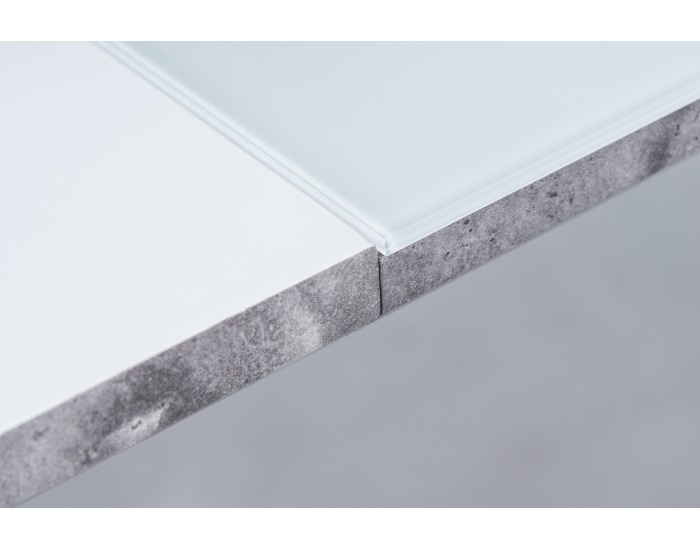 Rozkladací jedálenský stôl Ilario - biely lak / imitácia betónu