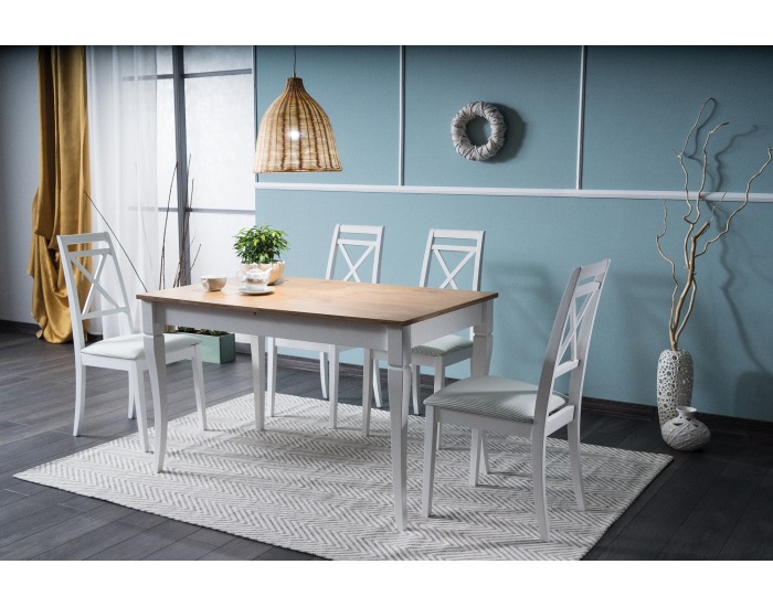 Rozkladací jedálenský stôl Ludwik - dub sonoma / biela