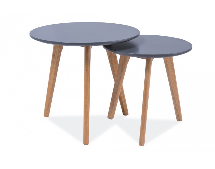Okrúhly konferenčný stolík (2 ks) Milan S2 - sivá / dub
