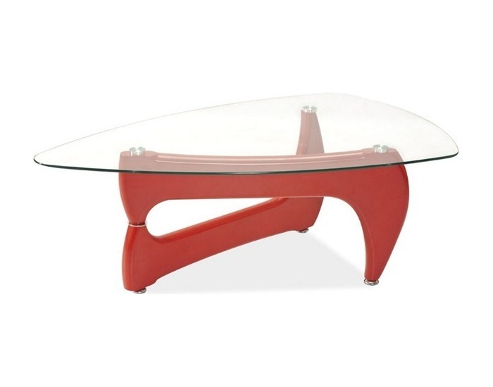 Konferenčný stolík Omega - červené drevo / sklo