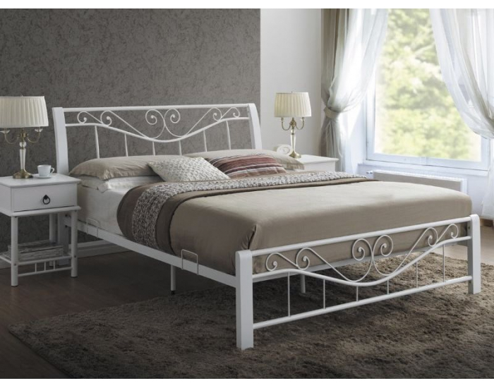 Rustikálna manželská posteľ s roštom Parma 160 - biela