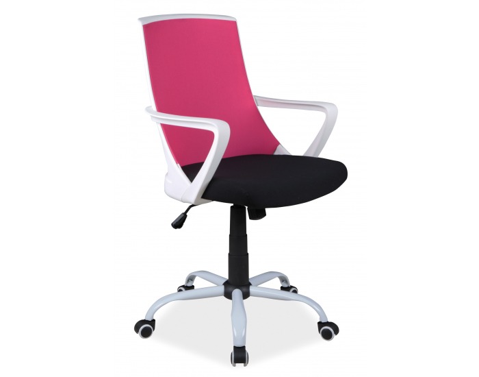 Kancelárska stolička s podrúčkami Q-248 - ružová / čierna / biela