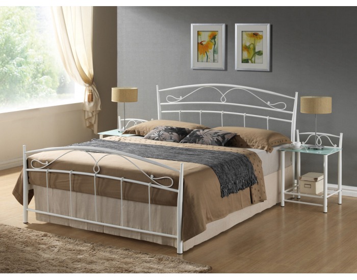 Kovová manželská posteľ s roštom Siena 160 - biela