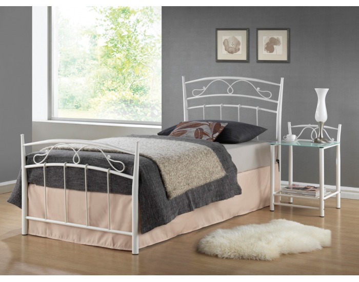 Kovová jednolôžková posteľ s roštom Siena 90 - biela
