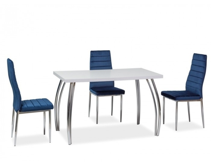 Jedálenský stôl SK-2 - biely lesk / chróm