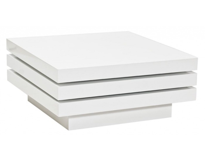 Konferenčný stolík Trista - biely lesk / šedá