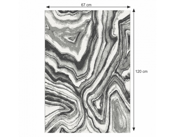 Koberec Sinan 67x120 cm - biela / čierna / vzor