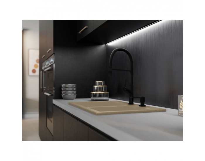 Granitový kuchynský drez so sifónom Siven 20 80x49 cm - béžová