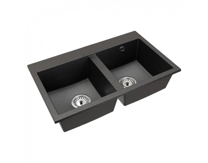 Granitový kuchynský drez so sifónom Siven 20 80x49 cm - grafit