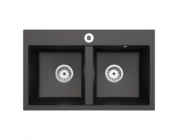 Granitový kuchynský drez so sifónom Siven 20 80x49 cm - grafit