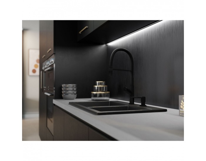 Granitový kuchynský drez so sifónom Siven 20 80x49 cm - grafit