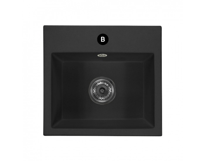 Granitový kuchynský drez so sifónom Siven 55 58x49 cm - grafit