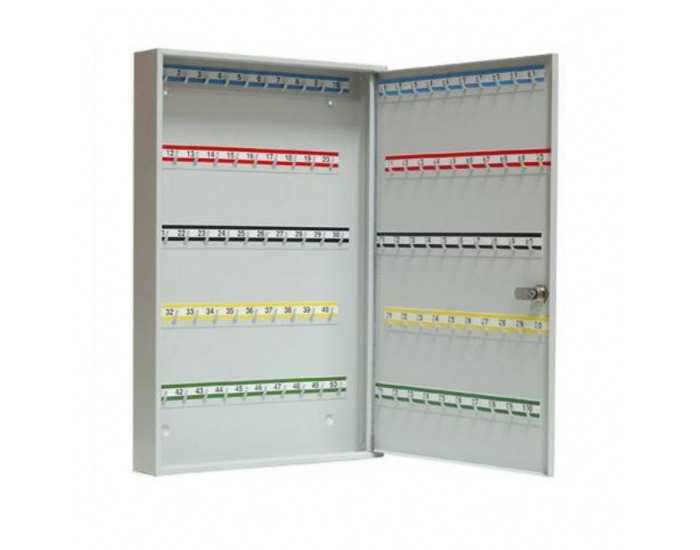 Kovová skrinka na kľúče s pevnými háčikmi SK100 - svetlosivá