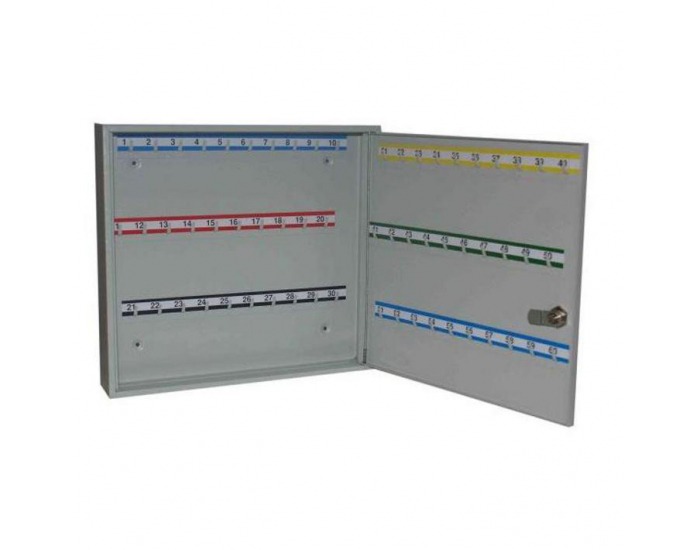 Kovová skrinka na kľúče s pevnými háčikmi SK60 - svetlosivá