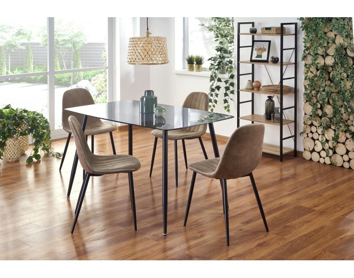 Sklenený jedálenský stôl Next - dymová / čierna