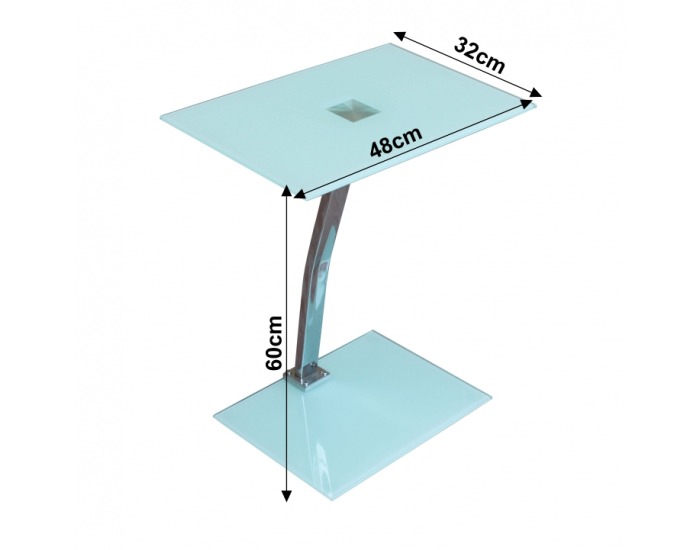 Sklenený príručný stolík Pelok - biela