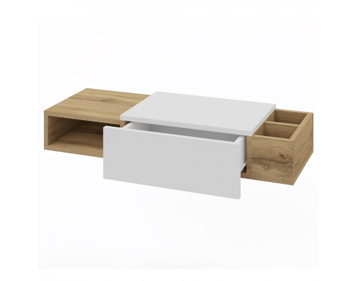 Skrinka na stenu Hilo - biela / dub wotan