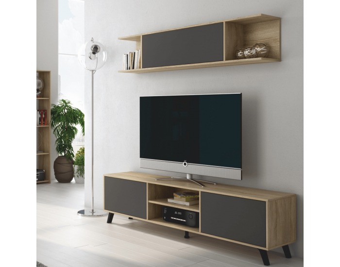 Skrinka na stenu Huron - dub sonoma / sivá