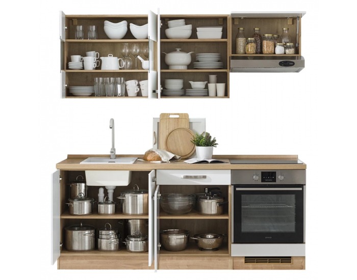 Kuchynská linka Smile 200 - dub arlington / biela artic matná