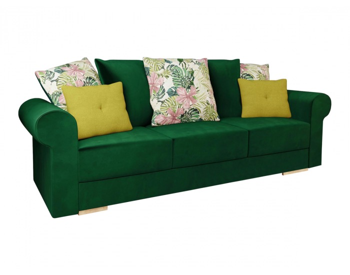 Rozkladacia pohovka s úložným priestorom Smoky - zelená / žltá