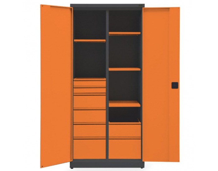 Skriňa na náradie so zámkom SN880 02 - grafit / oranžová