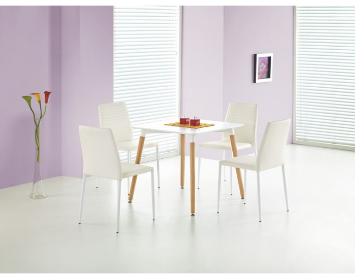 Jedálenský stôl Socrates 80 - biely lesk / buk