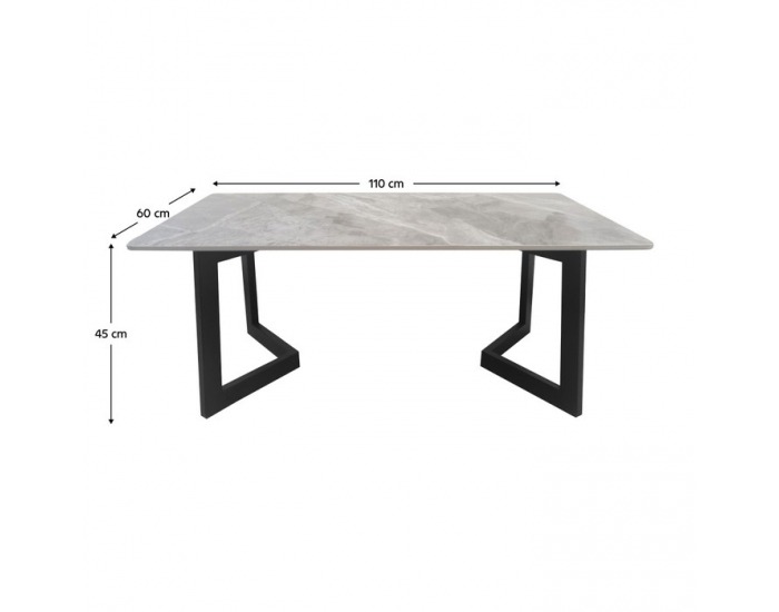 Konferenčný stolík Sofian - sivý mramor / čierna