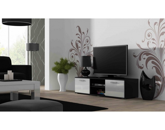 TV stolík Soho 140 - čierna / biely lesk