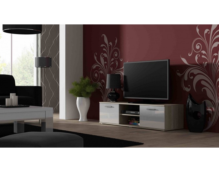 TV stolík Soho 140 - dub sonoma / biely lesk
