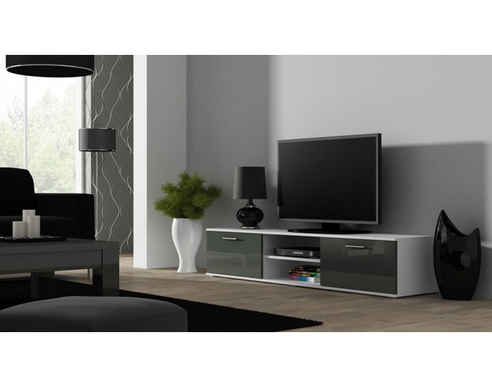 TV stolík Soho 180 - biela / sivý lesk
