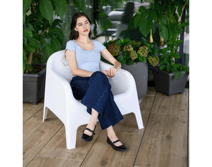 Záhradné stohovateľné kreslo Sokra New - biela