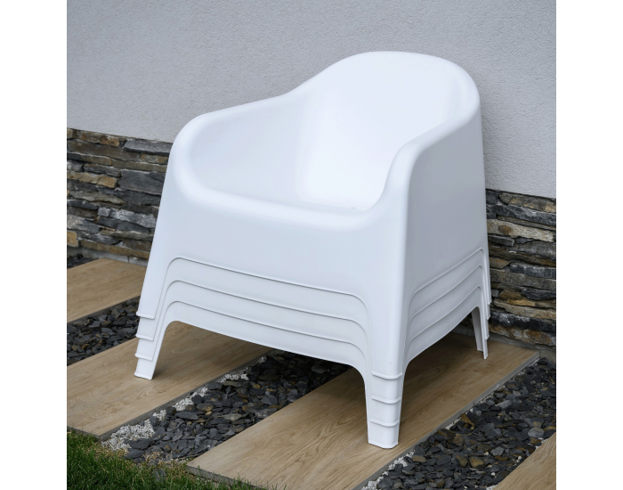 Záhradné stohovateľné kreslo Sokra New - biela