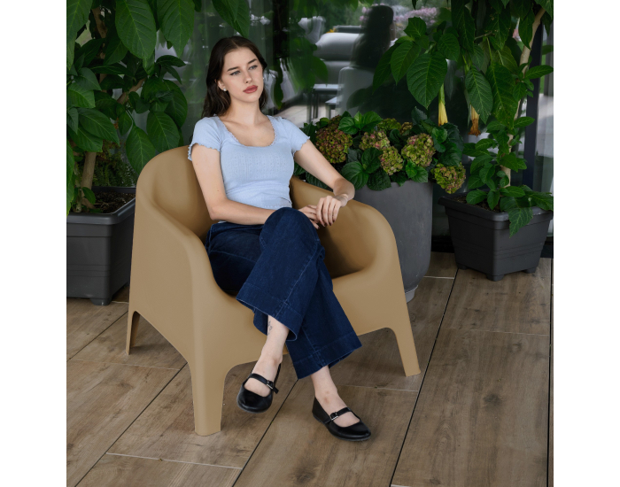 Záhradné stohovateľné kreslo Sokra New - hnedá