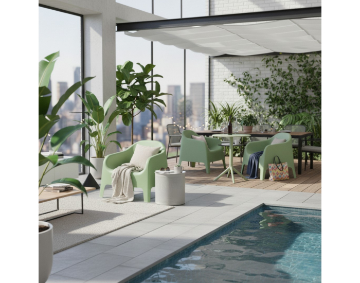 Záhradné stohovateľné kreslo Sokra New - zelená