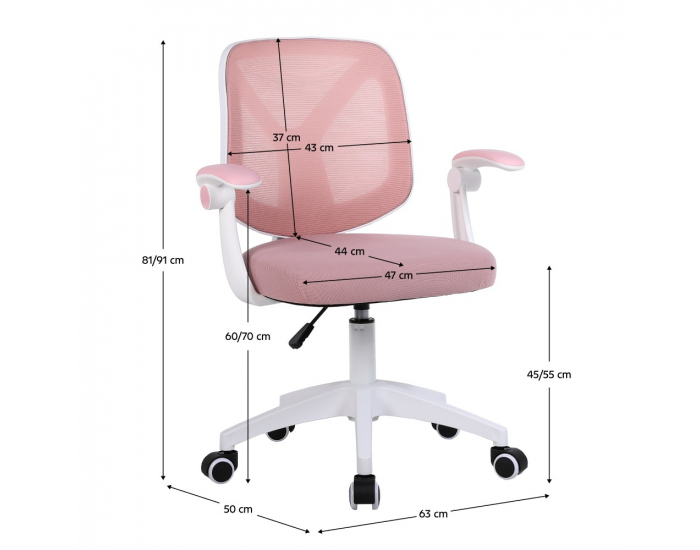 Kancelárska stolička Solari - ružová / biela