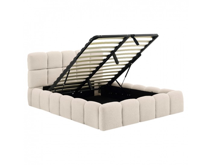 Čalúnená manželská posteľ s kovovým roštom Sorela 140x200 cm - béžová