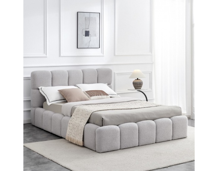 Čalúnená manželská posteľ s kovovým roštom Sorela 140x200 cm - sivá