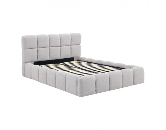 Čalúnená manželská posteľ s kovovým roštom Sorela 140x200 cm - sivá