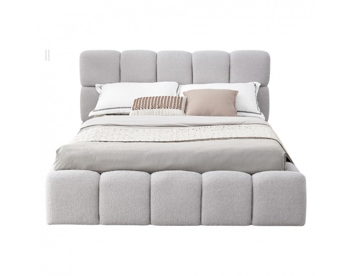 Čalúnená manželská posteľ s kovovým roštom Sorela 140x200 cm - sivá