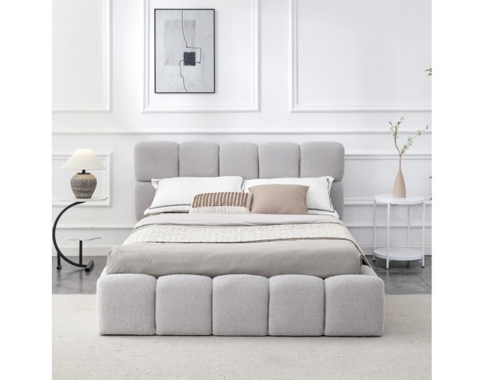 Čalúnená manželská posteľ s kovovým roštom Sorela 140x200 cm - sivá
