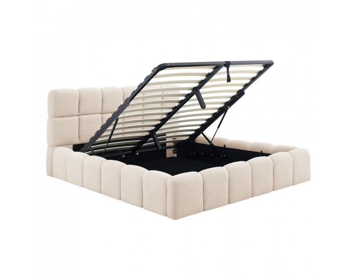 Čalúnená manželská posteľ s kovovým roštom Sorela 160x200 cm - béžová